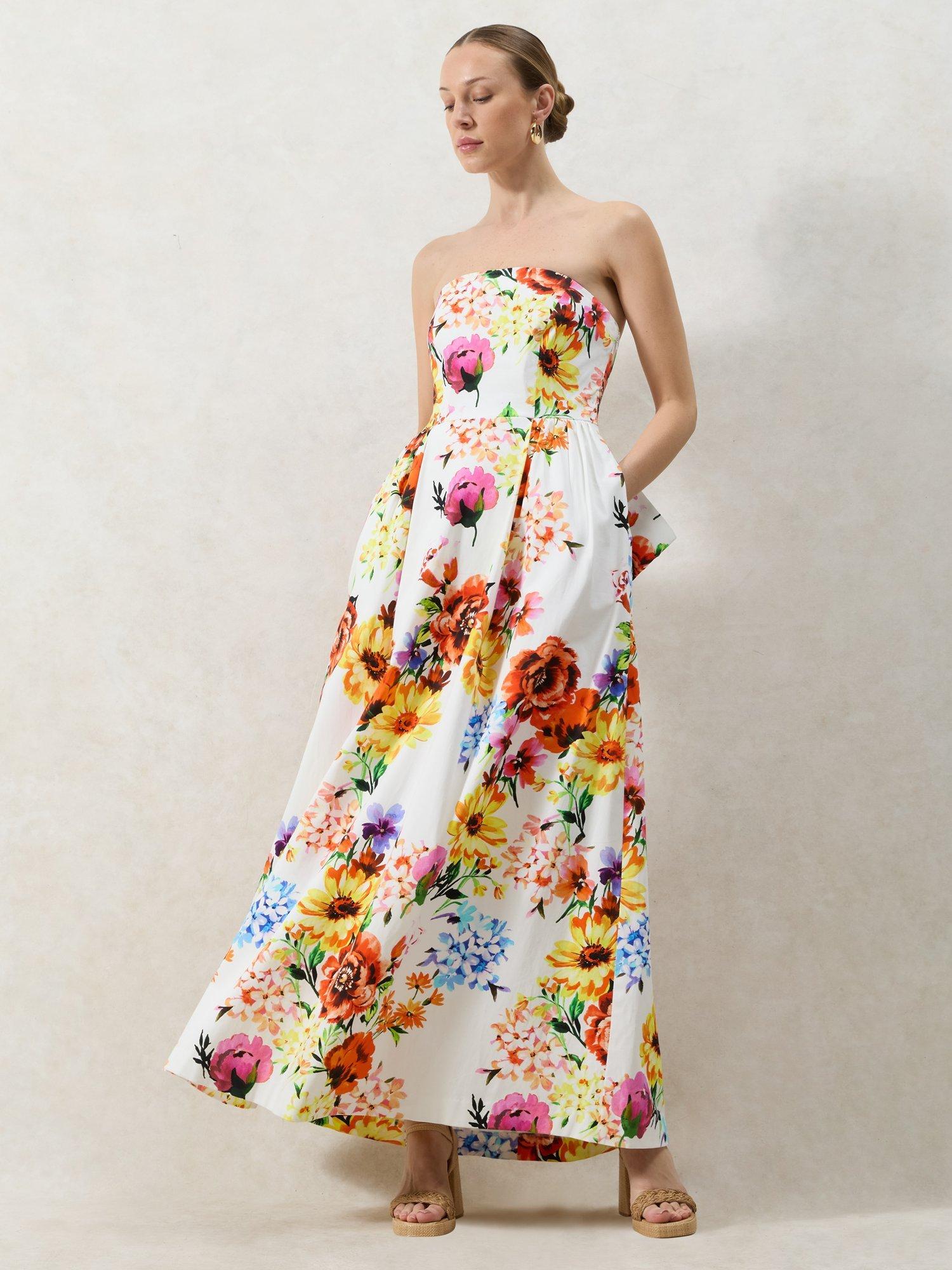 Ro&Zo Annie Garden Floral Bow Detail Dress, White