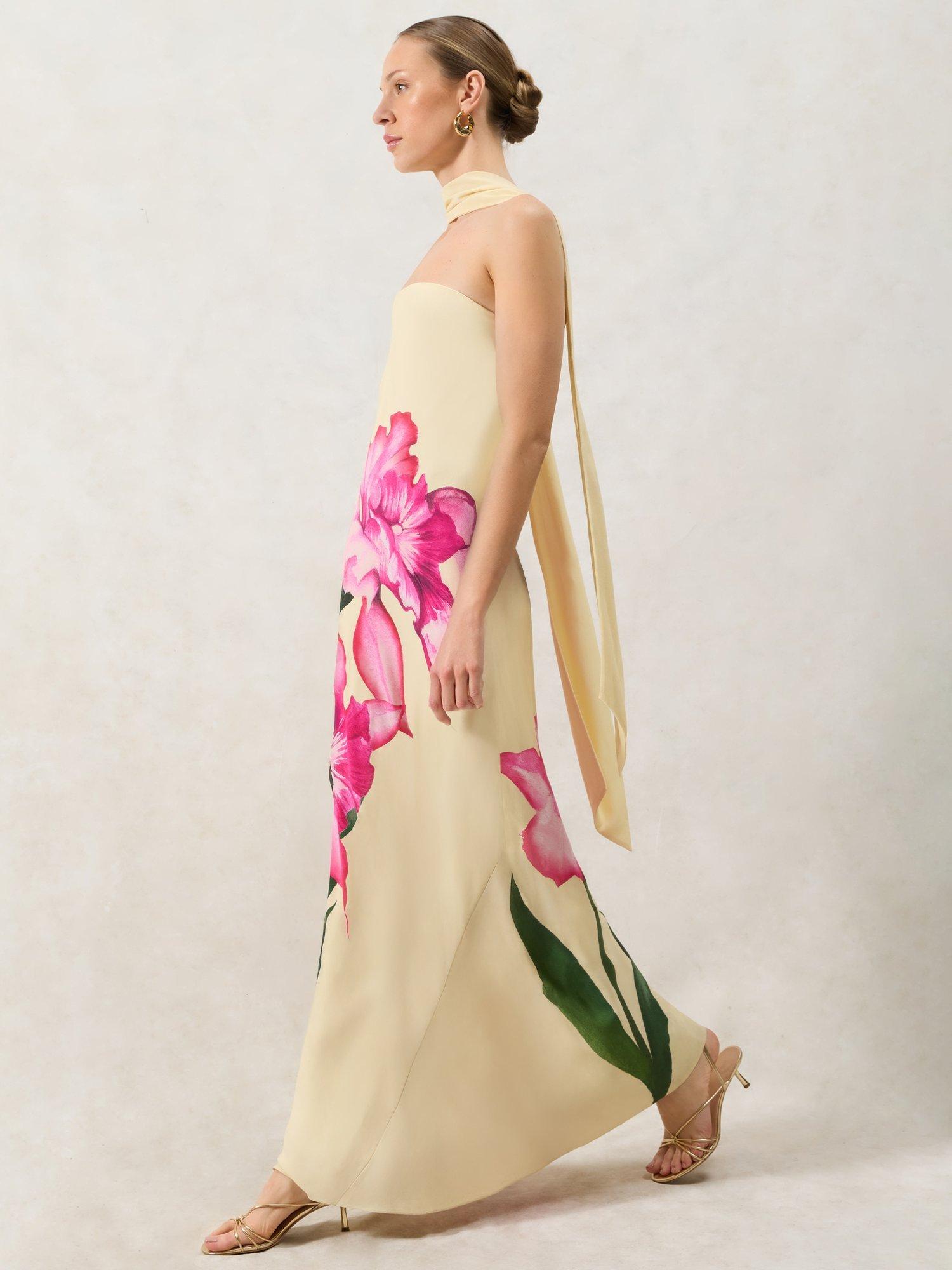 Product image 6 of 8, which shows Ro&Zo Aurora Floral Bandeau Dress, Yellow, 6