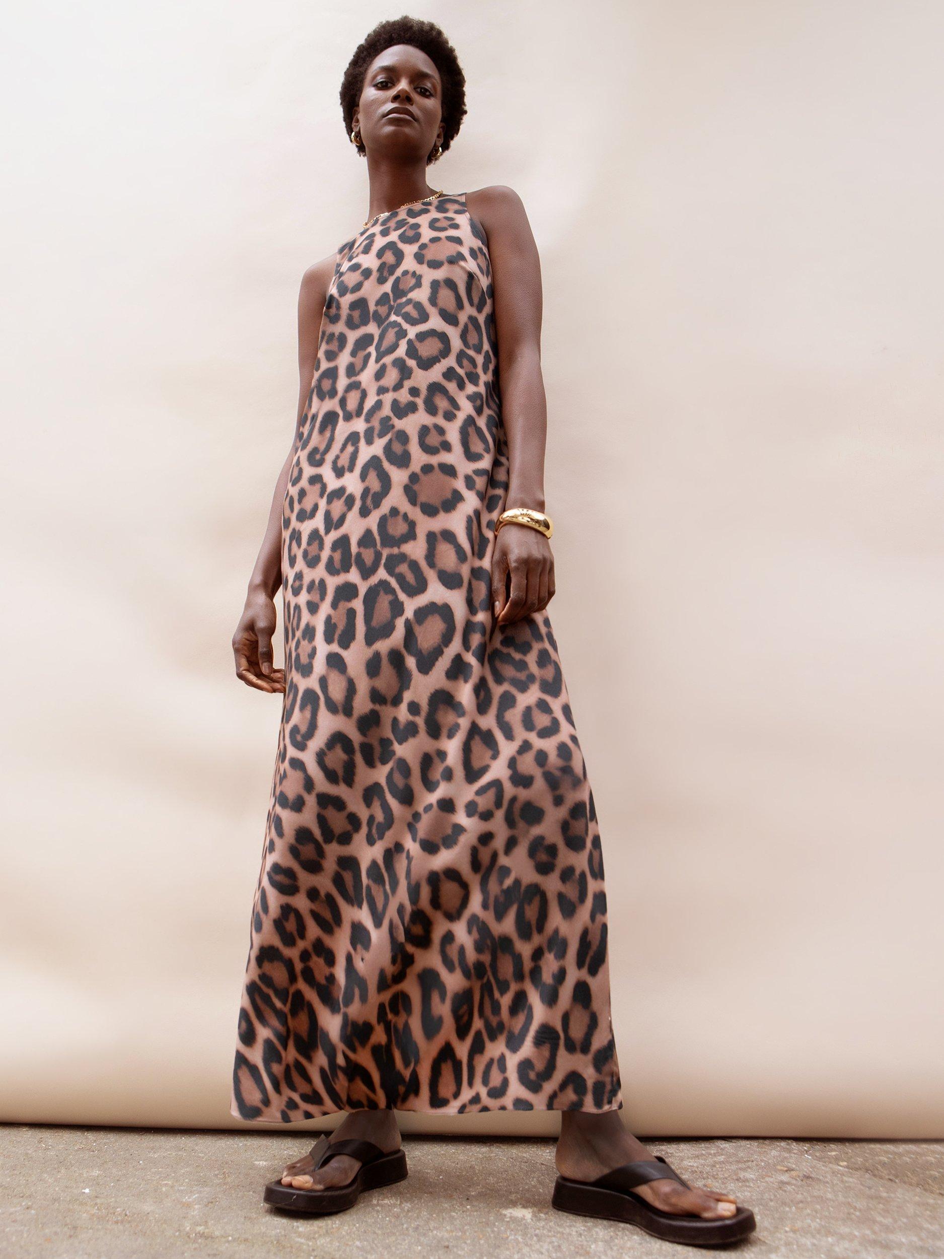 Product image 1 of 5, which shows Ro&Zo Leopard Print Dress, Brown, 6