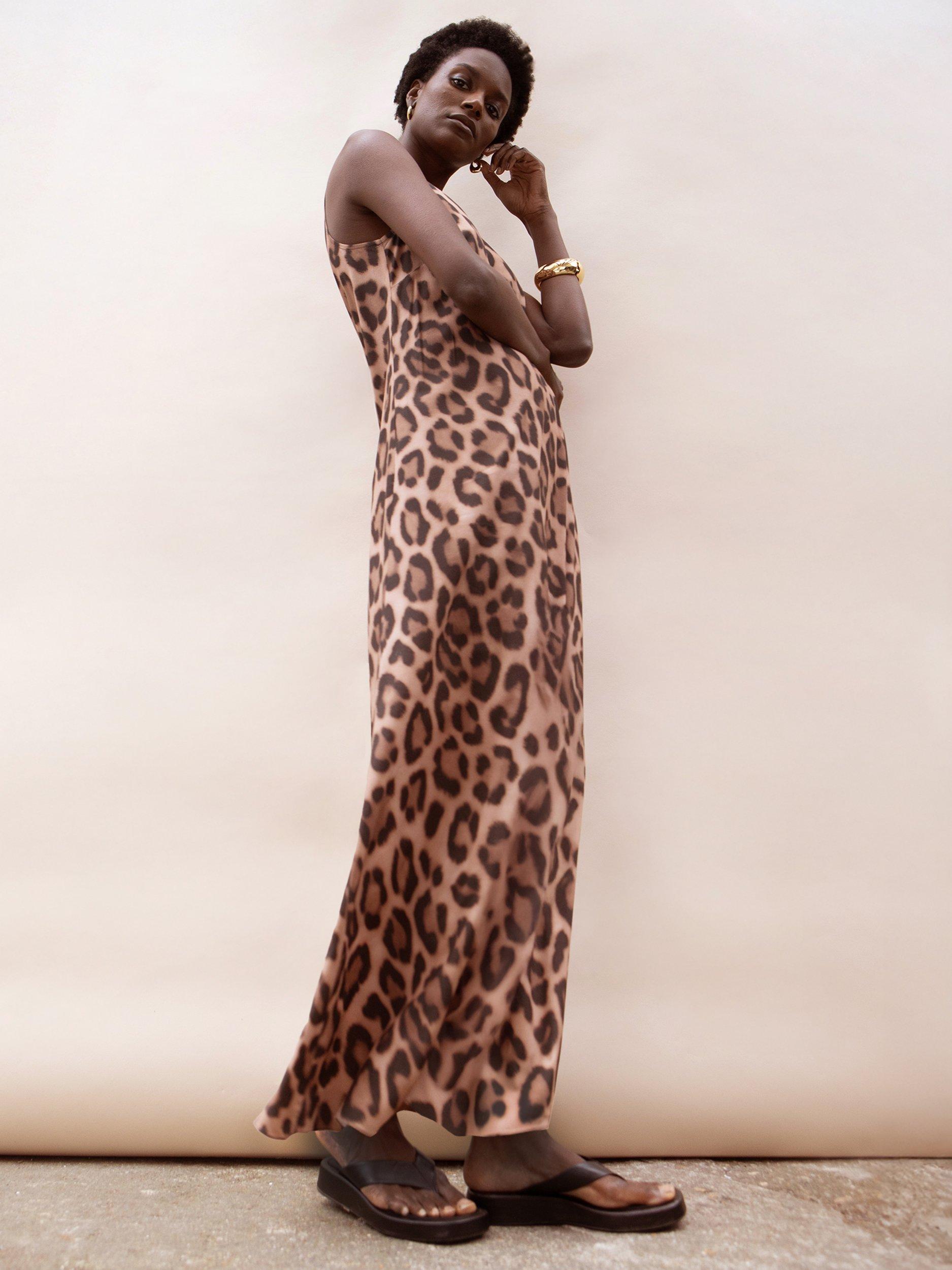 Product image 2 of 5, which shows Ro&Zo Leopard Print Dress, Brown, 6