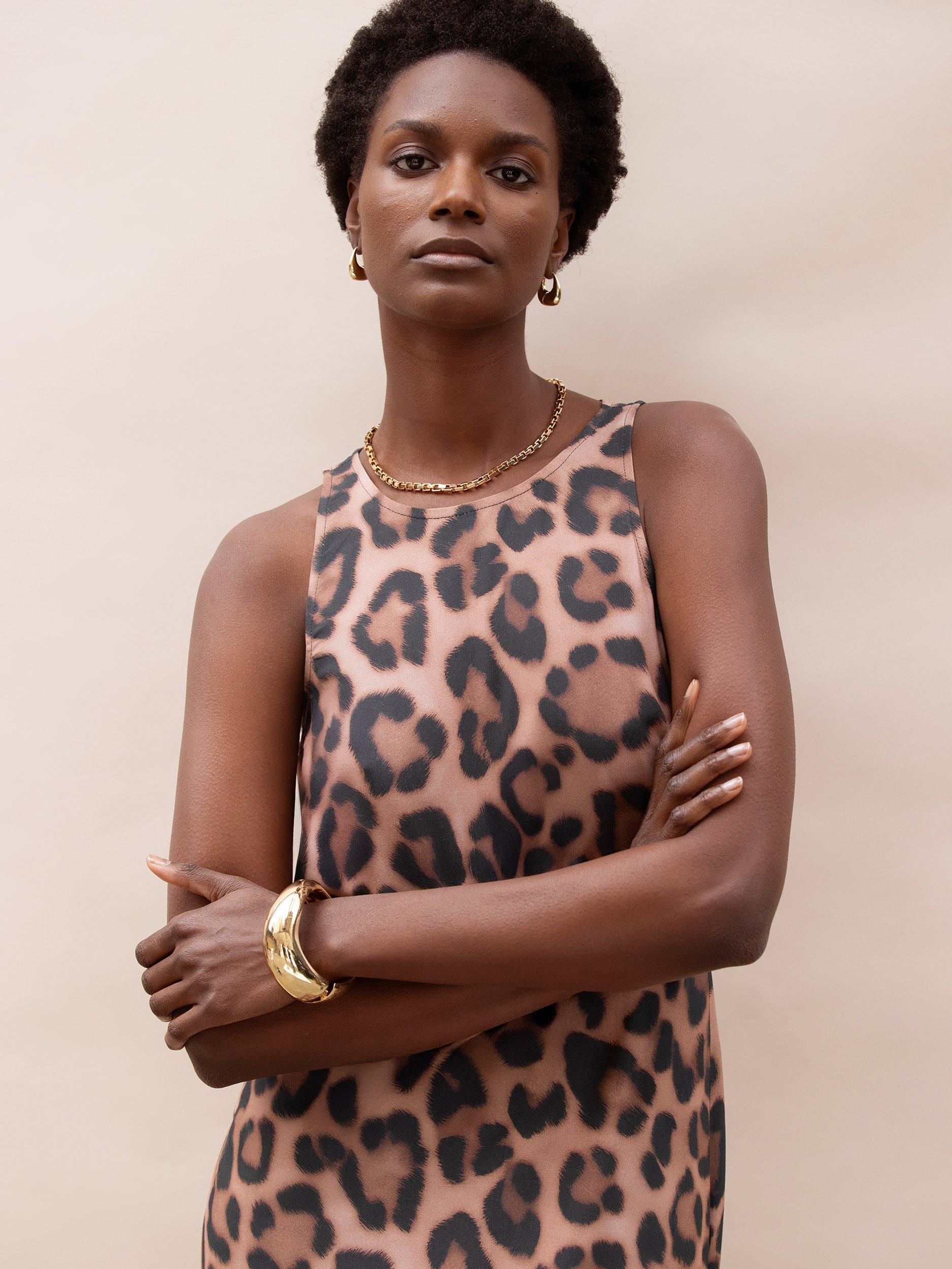 Product image 3 of 5, which shows Ro&Zo Leopard Print Dress, Brown, 6