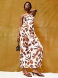 Ro&Zo Tropical Floral Maxi Dress, Brown