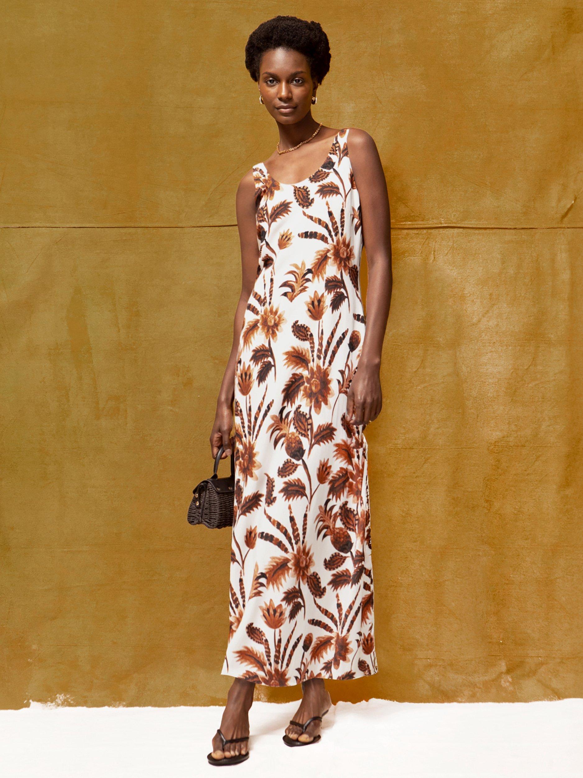 Product image 3 of 5, which shows Ro&Zo Tropical Floral Maxi Dress, Brown, 6