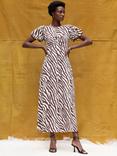 Ro&Zo Zebra Print Puff Sleeve Dress, Brown