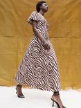 Ro&Zo Zebra Print Puff Sleeve Dress, Brown