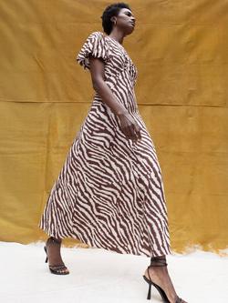 Ro&Zo Zebra Print Puff Sleeve Dress, Brown - view 2, Brown