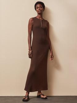 Ro&Zo Ribbed Sleeveless Column Dress, Brown, Brown