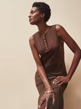 Ro&Zo Ribbed Sleeveless Column Dress, Brown