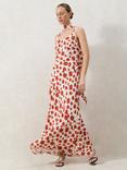 Ro&Zo Ella Poppy Print Tie Detail Maxi Dress, Red