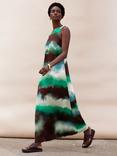 Ro&Zo Watercolour Tie Dye Maxi Dress, Green/Multi