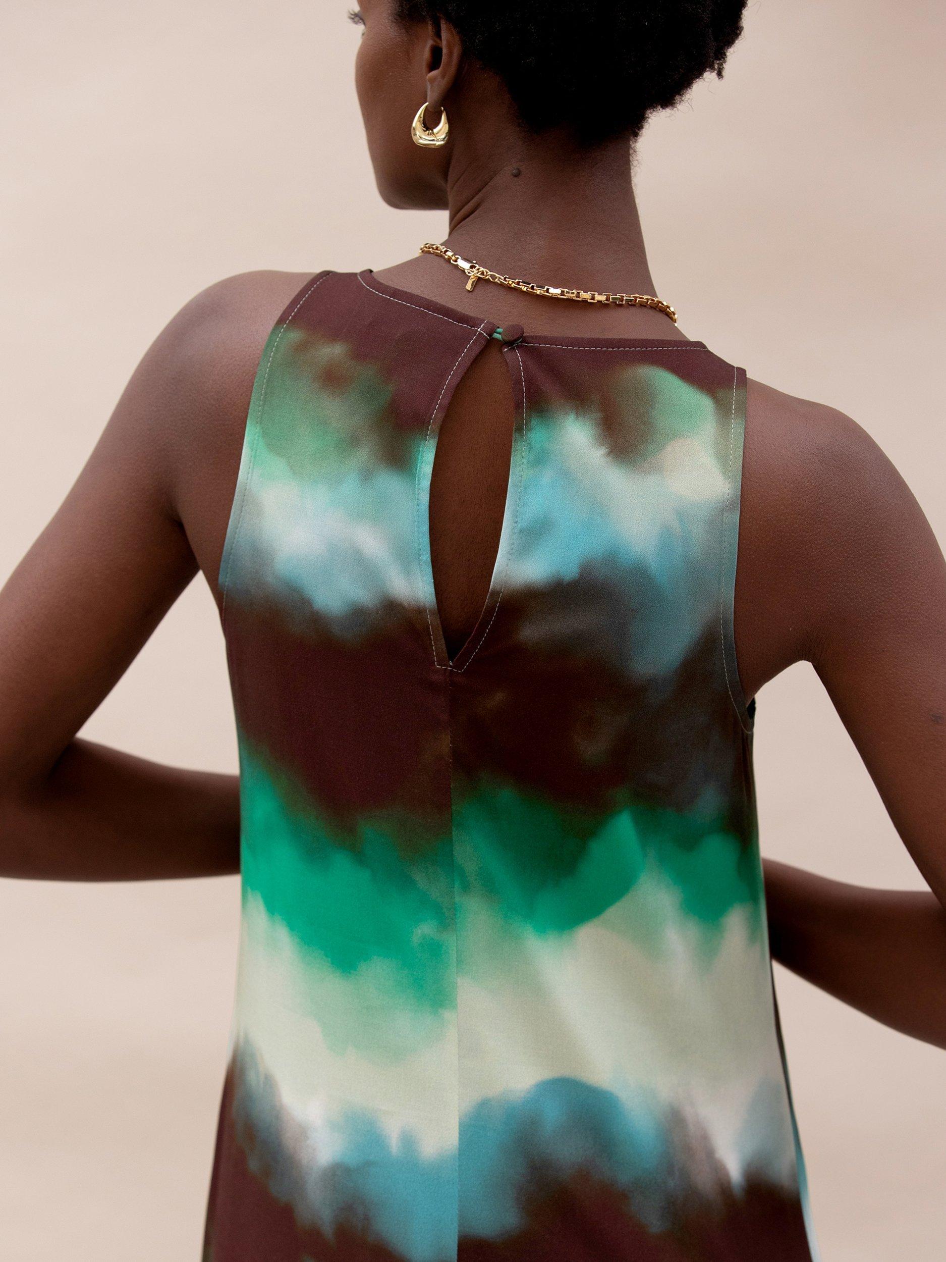 Product image 4 of 5, which shows Ro&Zo Watercolour Tie Dye Maxi Dress, Green/Multi, 6