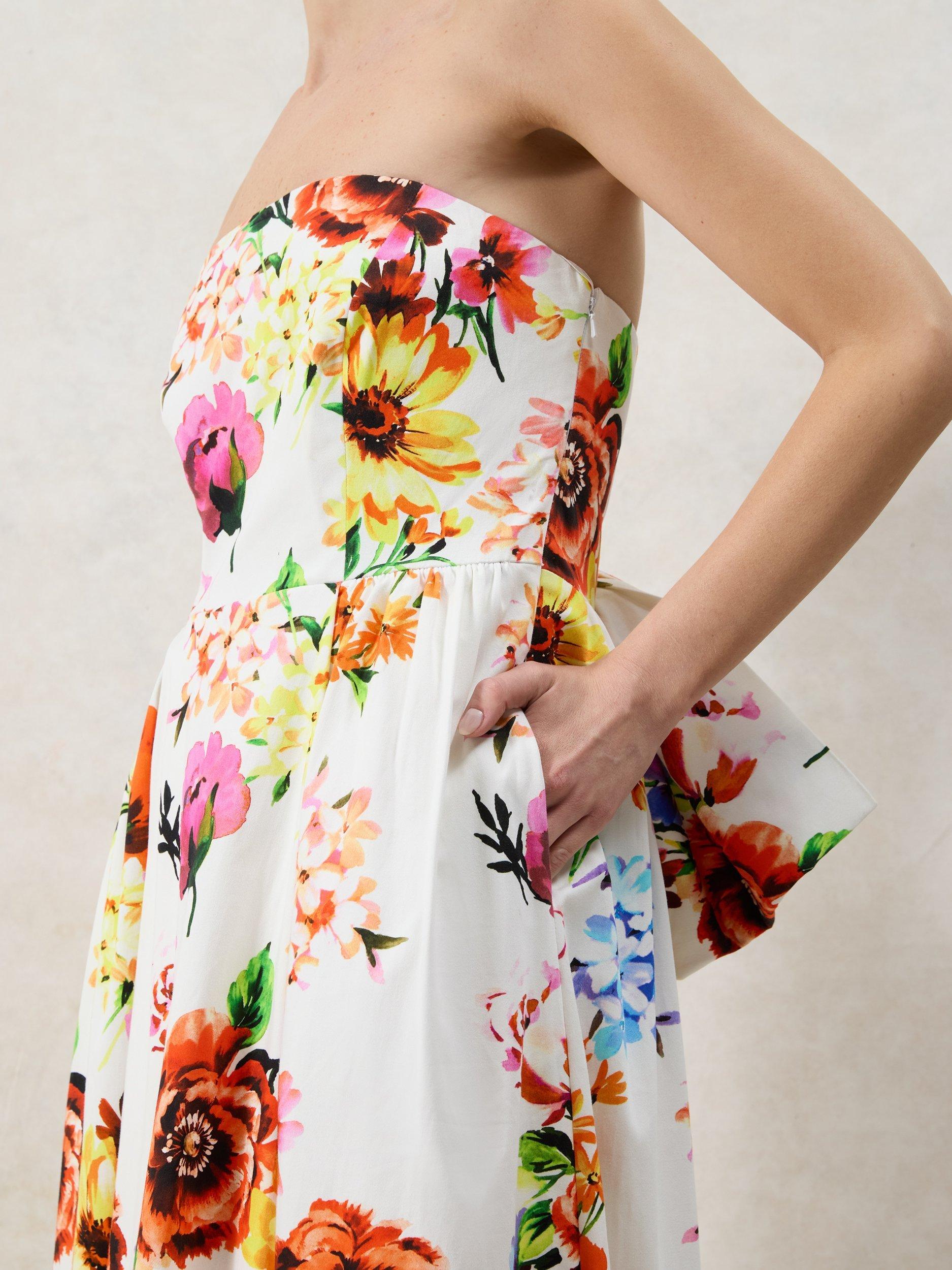 Product image 4 of 6, which shows Ro&Zo Petite Annie Garden Floral Bow Detail Dress, White, 12Pt