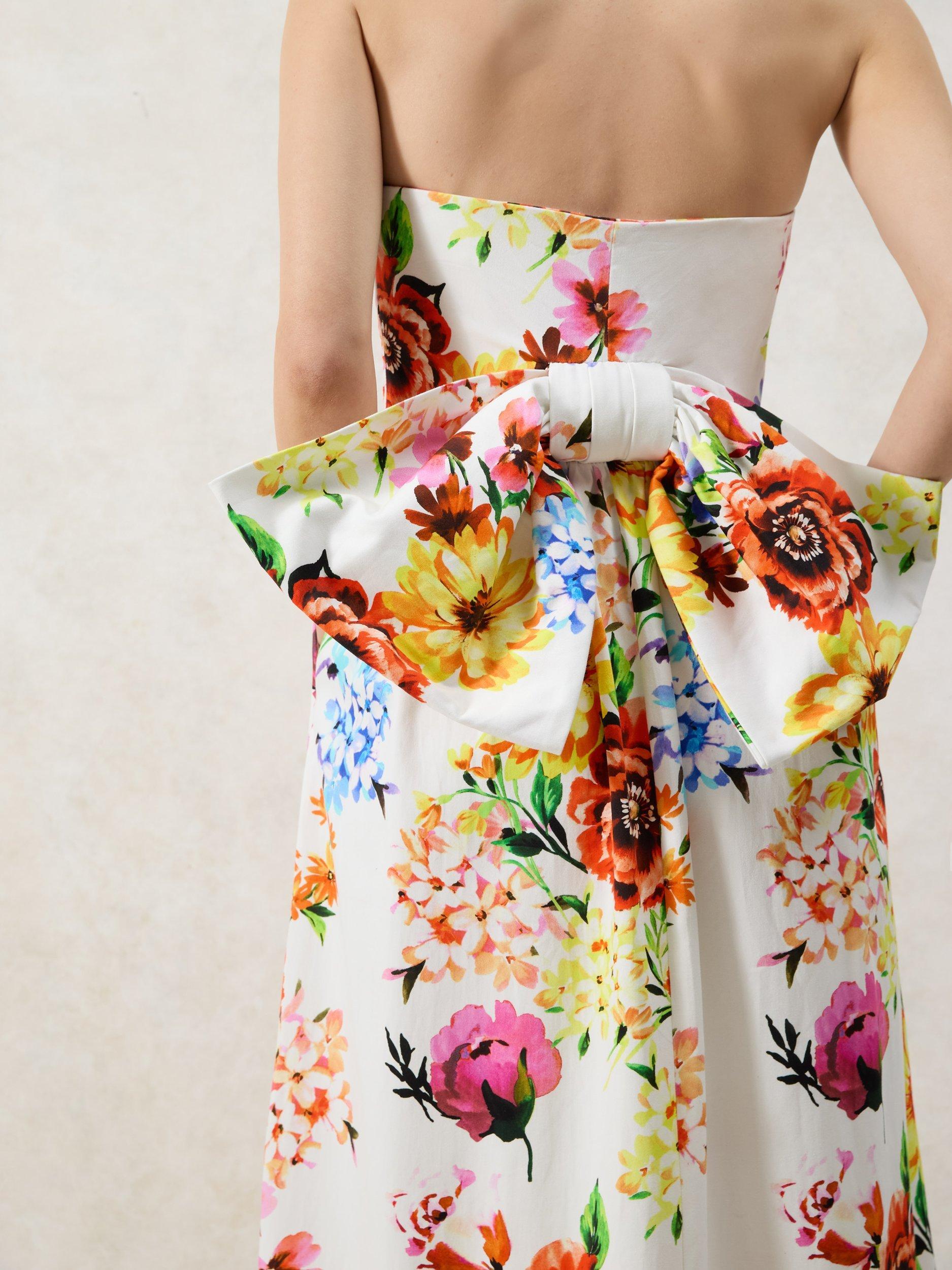 Product image 5 of 6, which shows Ro&Zo Petite Annie Garden Floral Bow Detail Dress, White, 12Pt