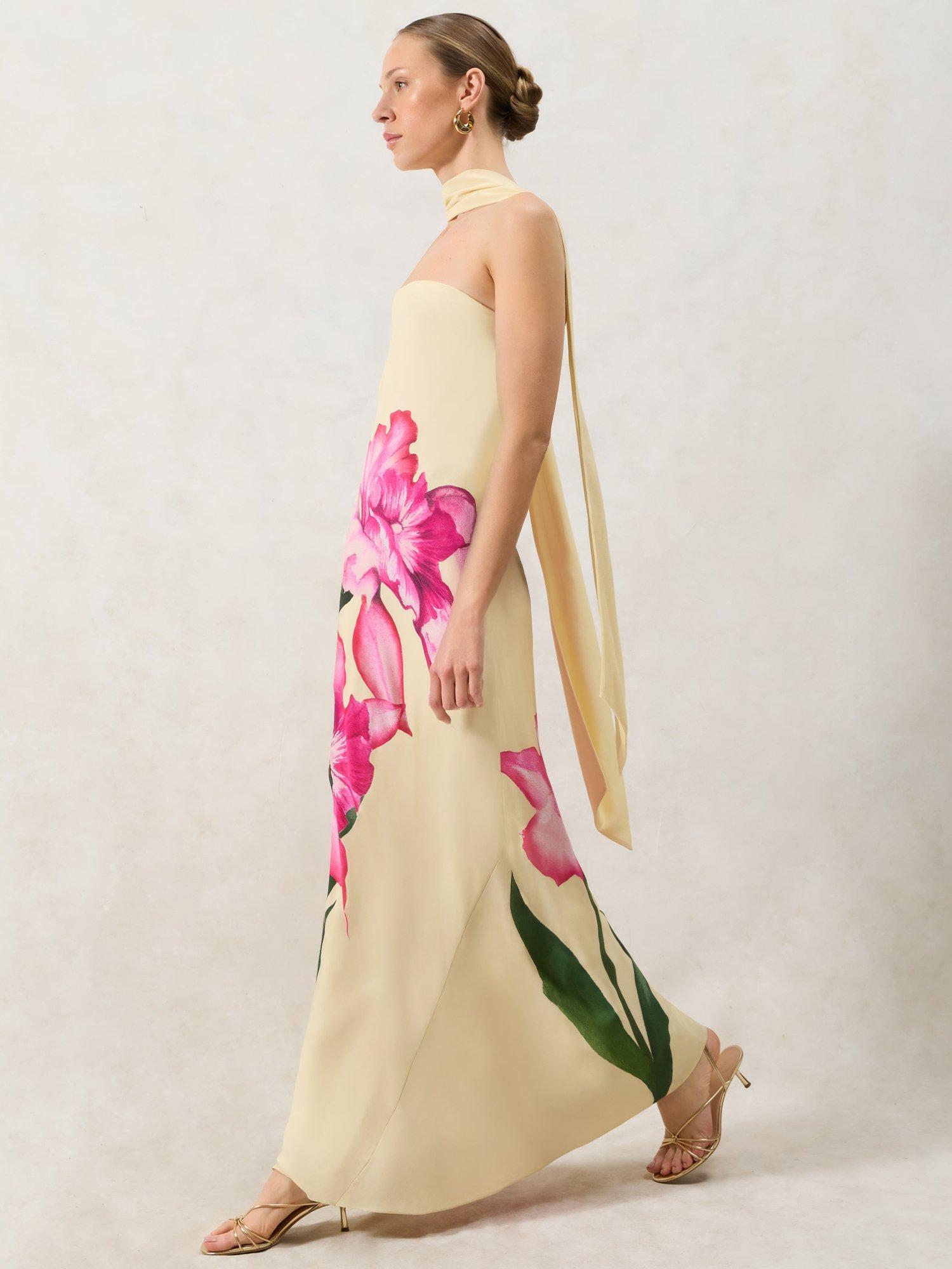 Product image 6 of 8, which shows Ro&Zo Petite Aurora Floral Bandeau Dress, Yellow, 6Pt