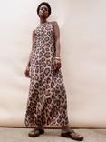 Ro&Zo Petite Leopard Print Sleeveless Midi Dress, Brown