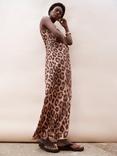 Ro&Zo Petite Leopard Print Sleeveless Midi Dress, Brown