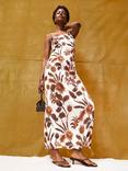 Ro&Zo Petite Tropical Floral Maxi Dress, Brown/Multi