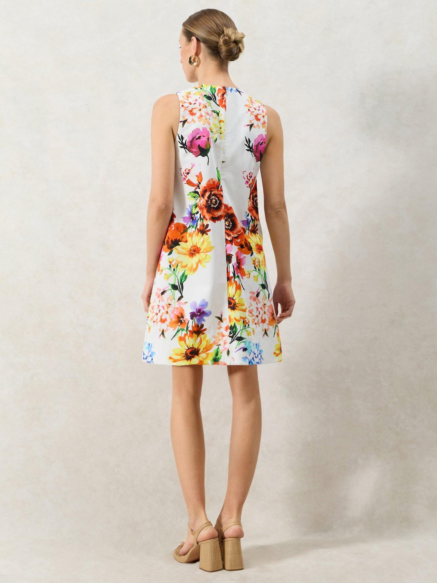 Product image 5 of 5, which shows Ro&Zo Petite Sleeveless Garden Floral Shift Dress, White, 14Pt