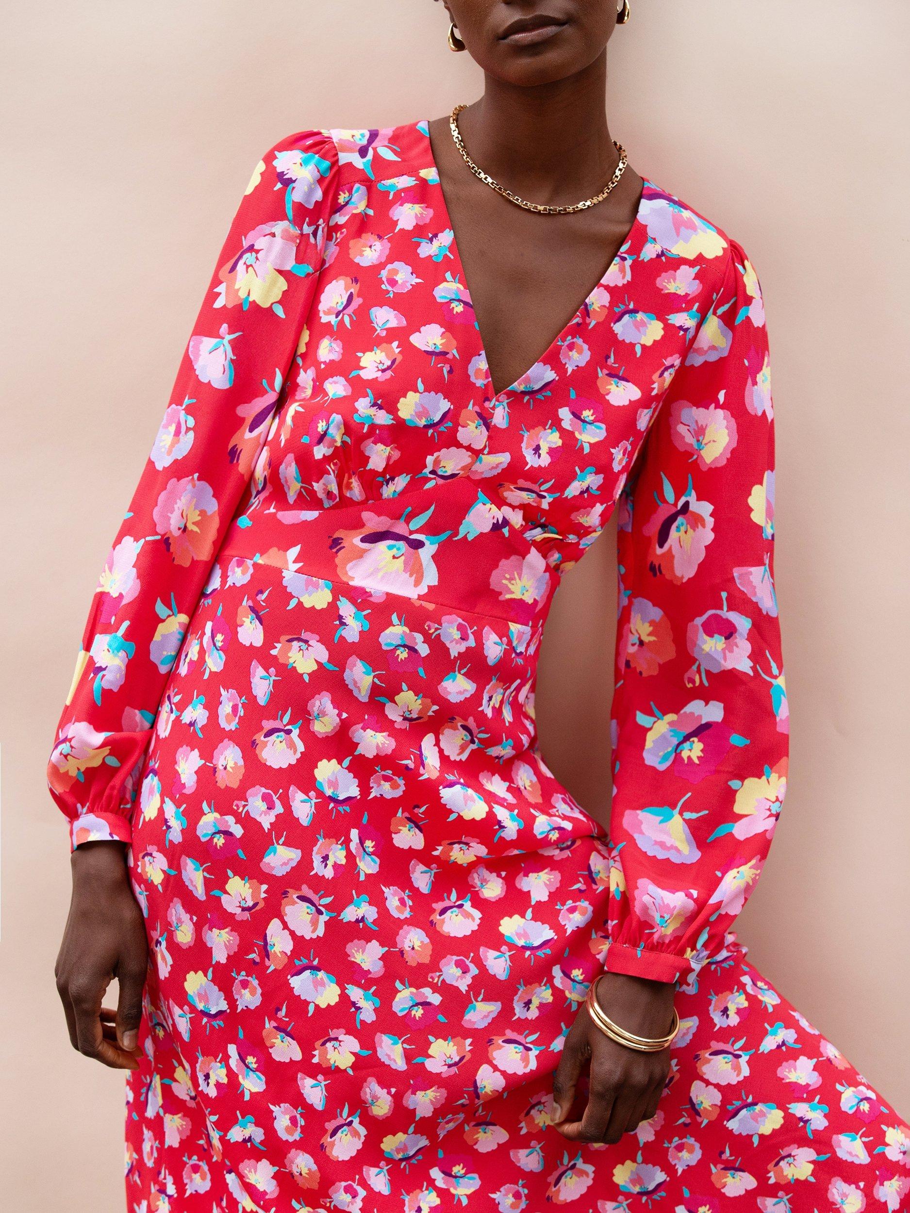Product image 2 of 6, which shows Ro&Zo Petite Carnation Ditsy Print Tie Back Dress, Pink, 6Pt