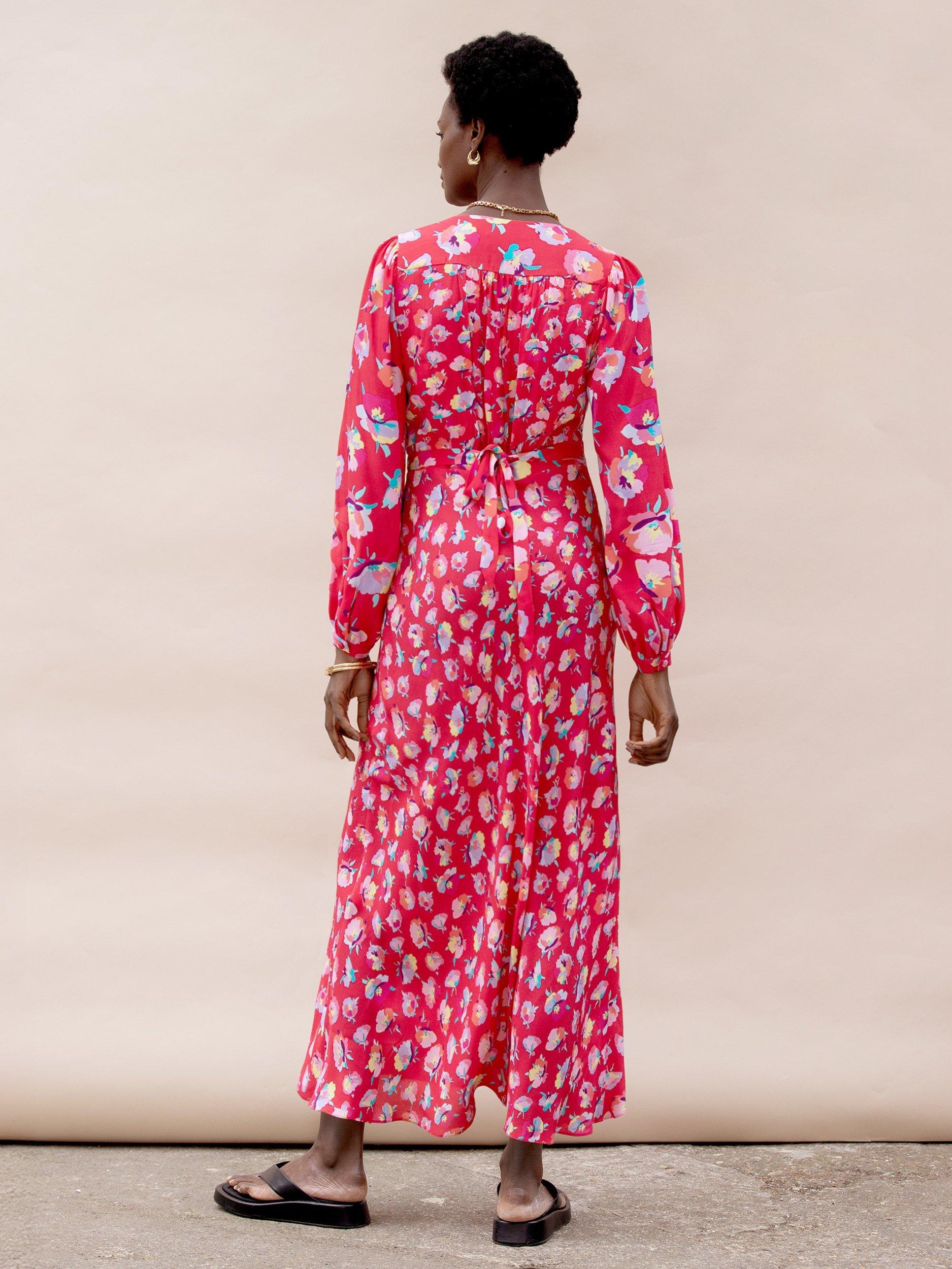 Product image 6 of 6, which shows Ro&Zo Petite Carnation Ditsy Print Tie Back Dress, Pink, 6Pt