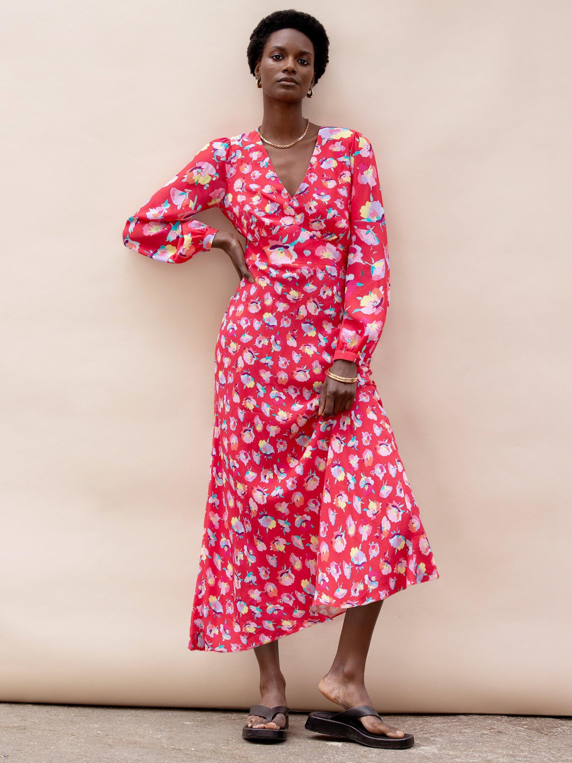 Product image 3 of 6, which shows Ro&Zo Blouson Sleeved Carnation Print Maxi Dress, Pink/Multi, 6