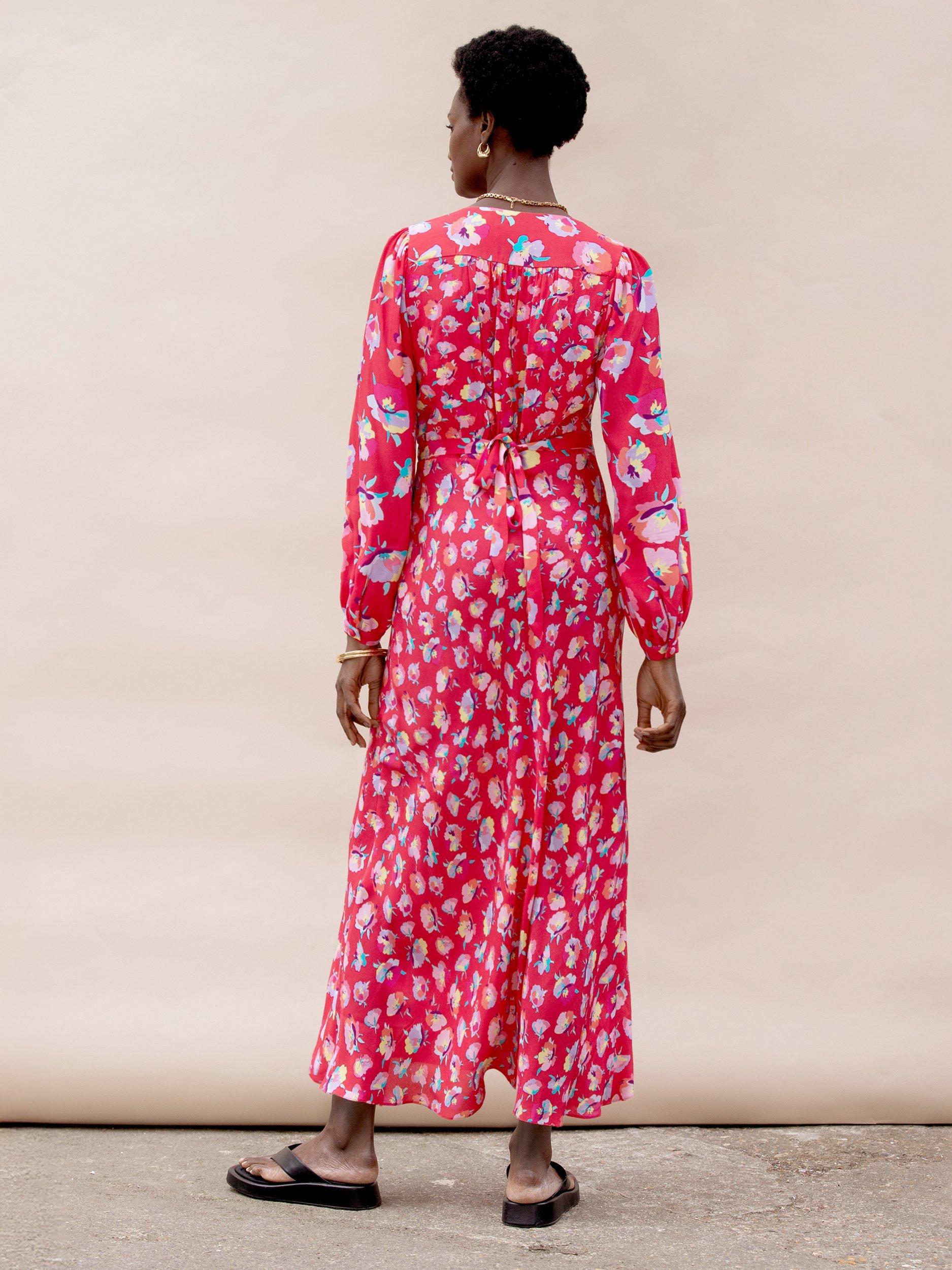 Product image 6 of 6, which shows Ro&Zo Blouson Sleeved Carnation Print Maxi Dress, Pink/Multi, 6