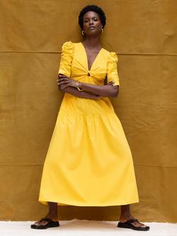 Ro&Zo Cotton Poplin Twist Front Dress, Yellow