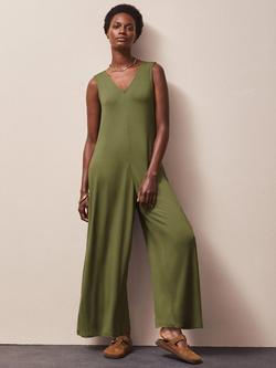 Ro&Zo Jersey V-Neck Jumpsuit, Green, Green