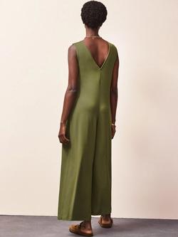 Ro&Zo Jersey V-Neck Jumpsuit, Green - view 2, Green
