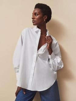 Ro&Zo Cotton Poplin Split Back Shirt, White, White