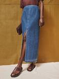 Ro&Zo Split Front Denim Maxi Skirt, Blue