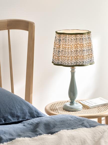 John Lewis Penbury Floral Pleated Tapered Lampshade - view 2, Avocado/Ochre