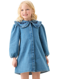 Angel & Rocket Kids' Long Sleeved Frill Collar Dress, Denim