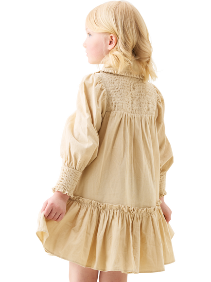 Angel & Rocket Kids' Embroidered Collar Cord Dress, Stone - view 2, Stone