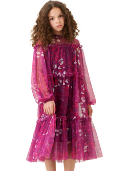 Angel & Rocket Kids' Printed Mesh Dress, Pink, Pink