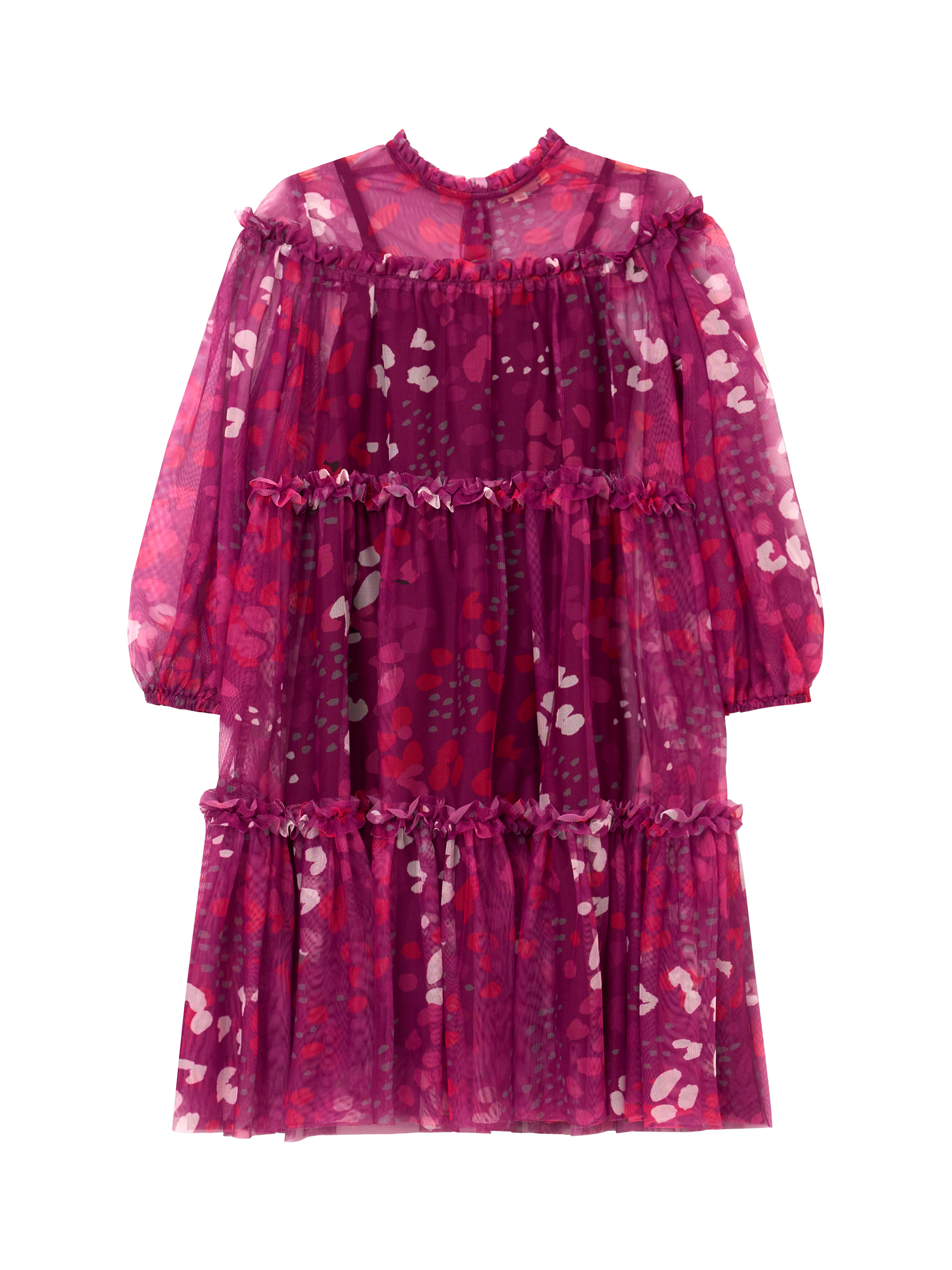 Product image 6 of 8, which shows Angel & Rocket Kids' Printed Mesh Dress, Pink, 3 years
