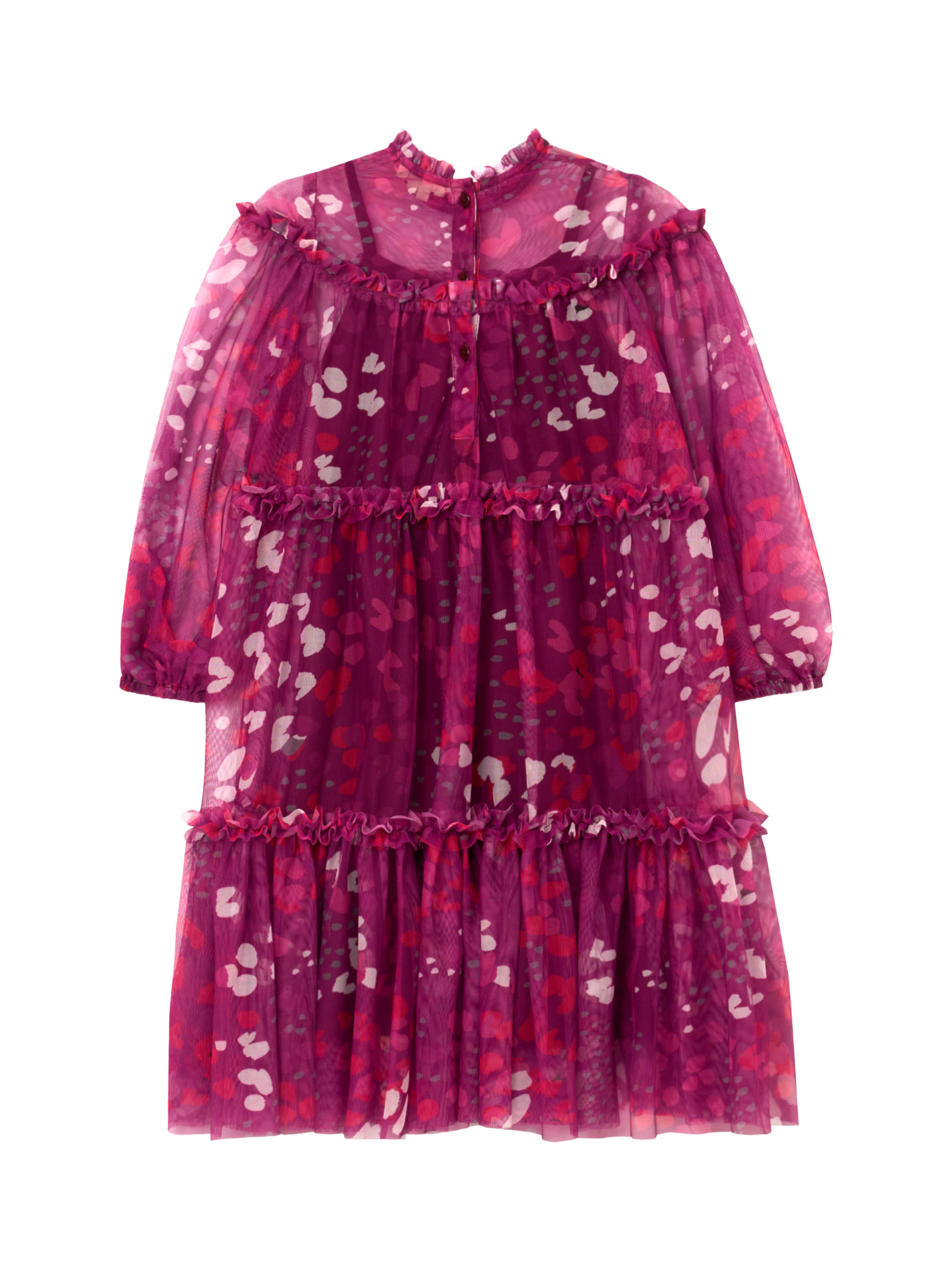 Product image 7 of 8, which shows Angel & Rocket Kids' Printed Mesh Dress, Pink, 3 years