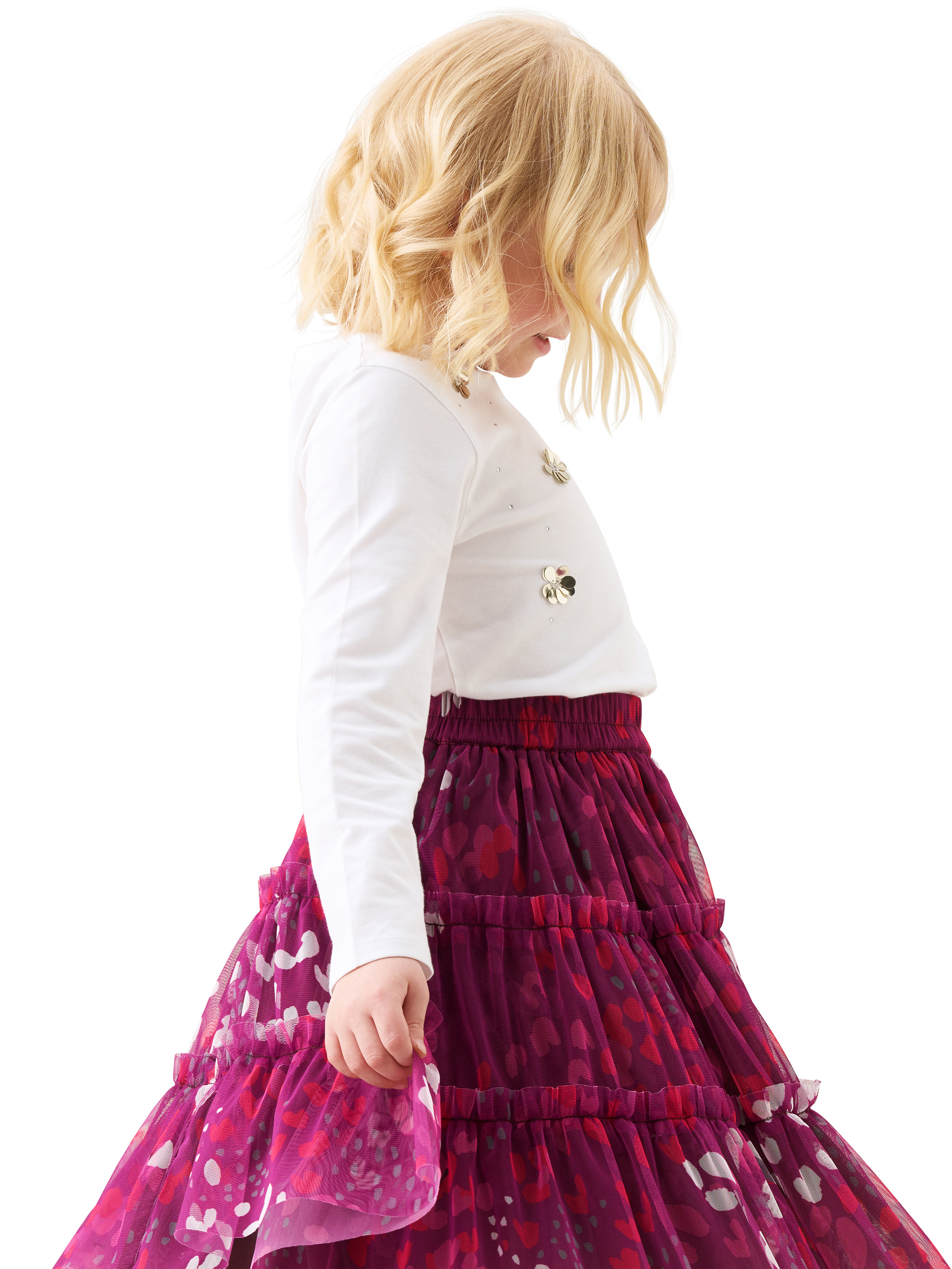 Product image 5 of 8, which shows Angel & Rocket Kids' Mesh Midi Skirt, Pink, 3 years