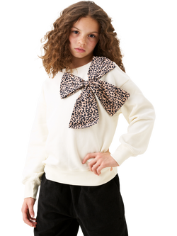 Angel & Rocket Kids' Bow Sweatshirt, Ivory, Ivory