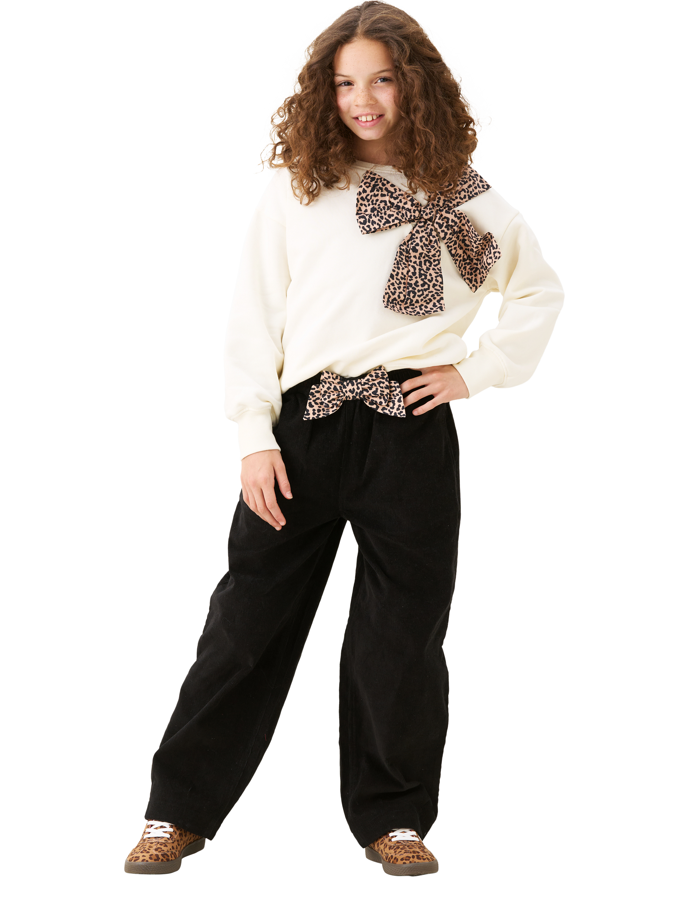 Product image 3 of 6, which shows Angel & Rocket Kids' Bow Sweatshirt, Ivory, 3-4 years