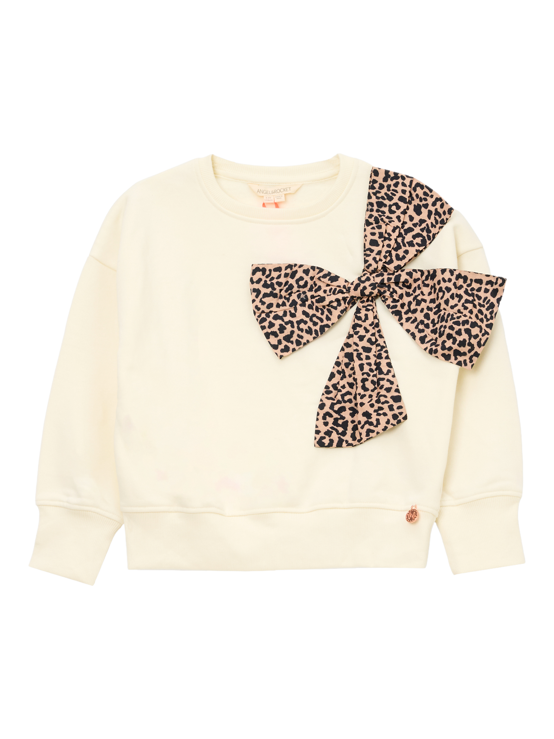 Product image 4 of 6, which shows Angel & Rocket Kids' Bow Sweatshirt, Ivory, 3-4 years