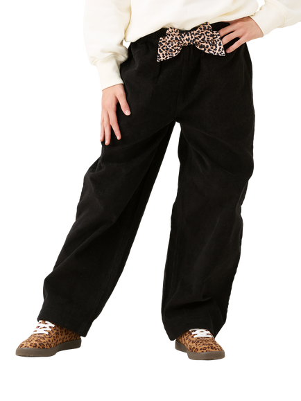 Angel & Rocket Kids' Corduroy Wide Leg Trousers, Black, Black
