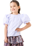 Angel & Rocket Kids' Puff Sleeve T-Shirt, Lilac