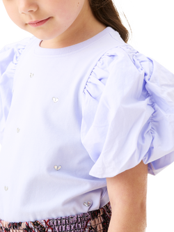 Angel & Rocket Kids' Puff Sleeve T-Shirt, Lilac - view 2, Lilac