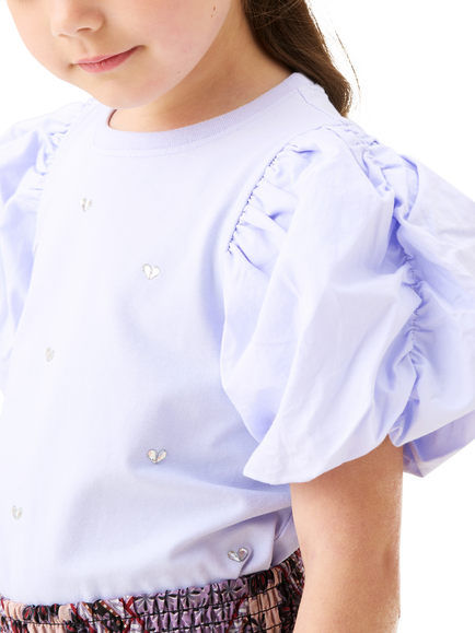 Angel & Rocket Kids' Puff Sleeve T-Shirt, Lilac - view 2, Lilac