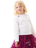 Angel & Rocket Kids' Cotton Long Sleeved Sequin T-Shirt, White