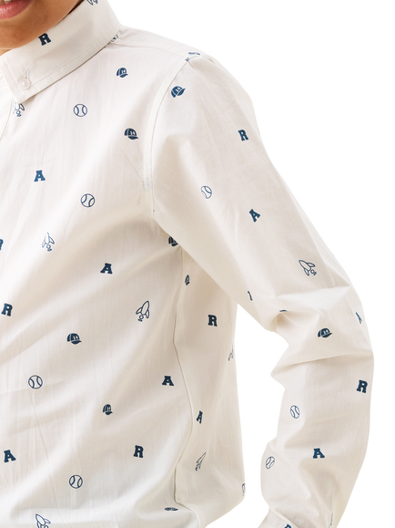 Angel & Rocket Kids' Cotton Poplin Long Sleeved Shirt - view 2, White