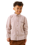 Angel & Rocket Kids' Cotton Long Sleeved Fine Stripe Shirt, Stone