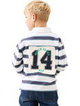 Angel & Rocket Kids' Cotton Striped Rugby Shirt, Blue