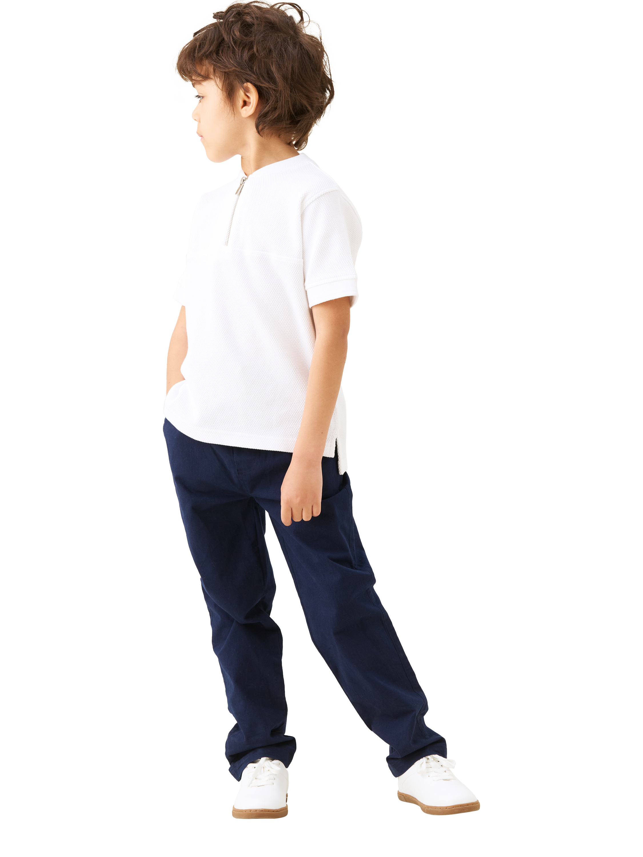 Product image 2 of 4, which shows Angel & Rocket Kids' Cotton Twill Trousers, Navy, 3 years